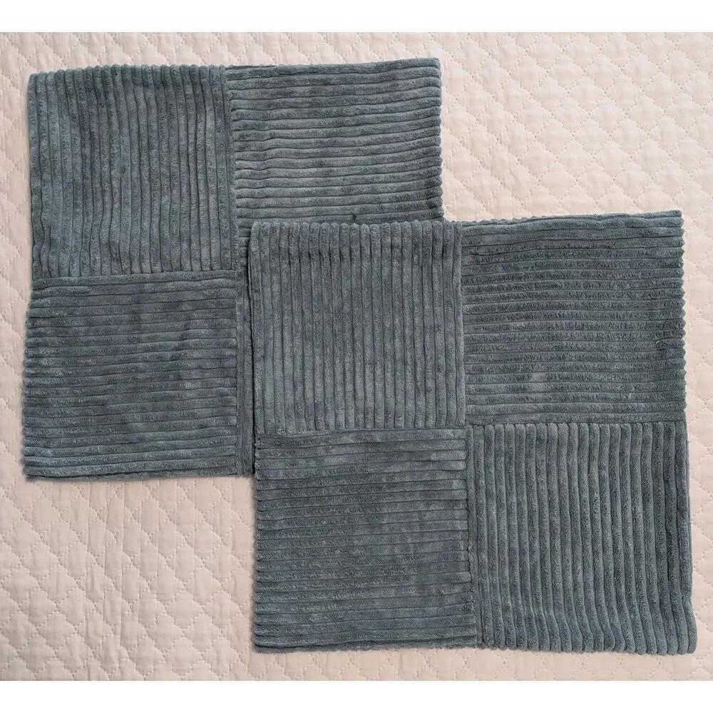 💙 MIULEE Dusty Blue Corduroy Pillow Covers – Set of 2 – 18x18